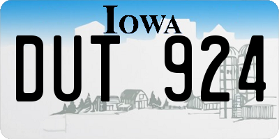 IA license plate DUT924