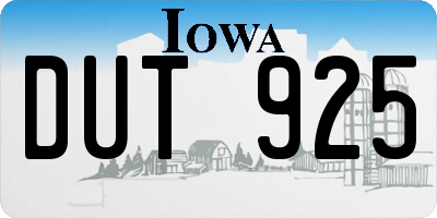 IA license plate DUT925