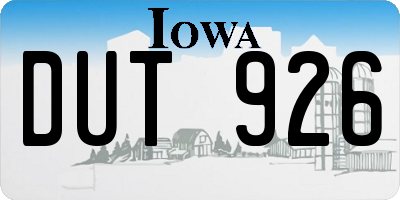 IA license plate DUT926