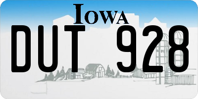 IA license plate DUT928