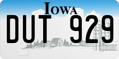 IA license plate DUT929