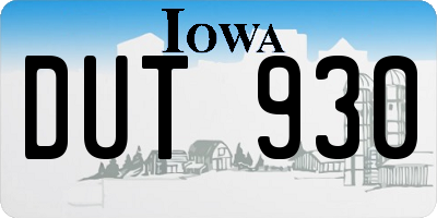 IA license plate DUT930