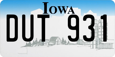 IA license plate DUT931