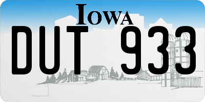 IA license plate DUT933