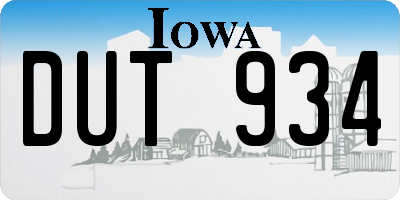 IA license plate DUT934