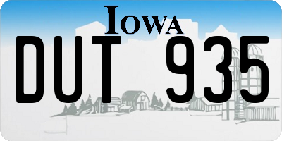 IA license plate DUT935