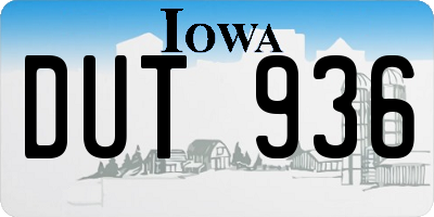 IA license plate DUT936