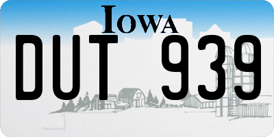 IA license plate DUT939