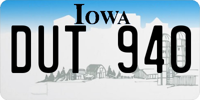 IA license plate DUT940