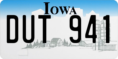 IA license plate DUT941
