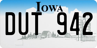 IA license plate DUT942