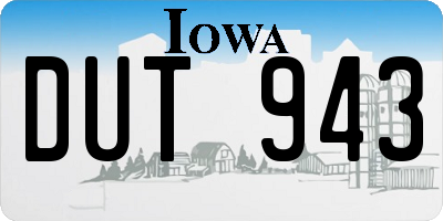 IA license plate DUT943