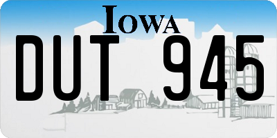 IA license plate DUT945