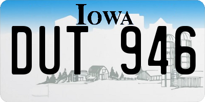 IA license plate DUT946
