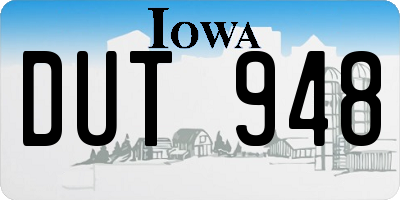 IA license plate DUT948