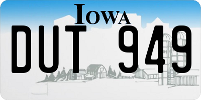 IA license plate DUT949
