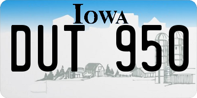 IA license plate DUT950