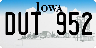 IA license plate DUT952