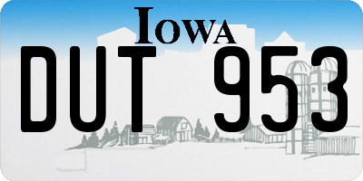 IA license plate DUT953