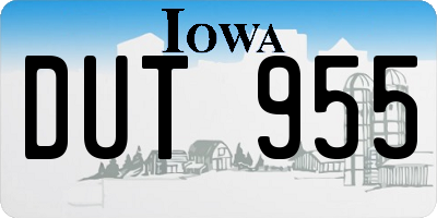 IA license plate DUT955