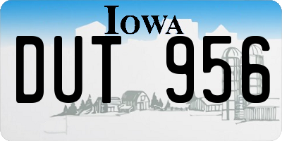 IA license plate DUT956
