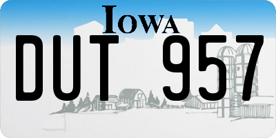 IA license plate DUT957