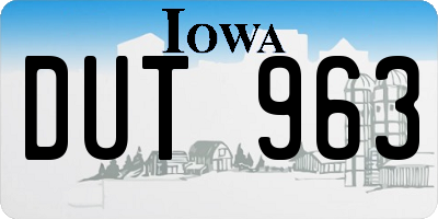 IA license plate DUT963