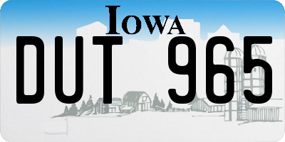 IA license plate DUT965