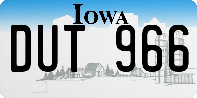 IA license plate DUT966