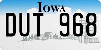 IA license plate DUT968