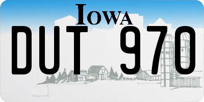 IA license plate DUT970