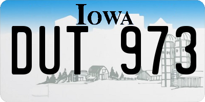 IA license plate DUT973