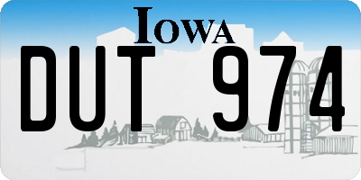IA license plate DUT974