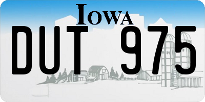 IA license plate DUT975