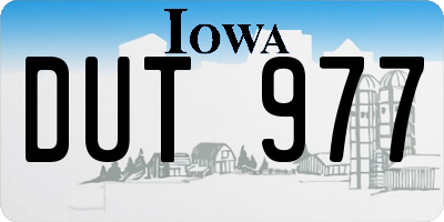 IA license plate DUT977