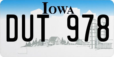 IA license plate DUT978
