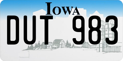 IA license plate DUT983