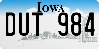 IA license plate DUT984