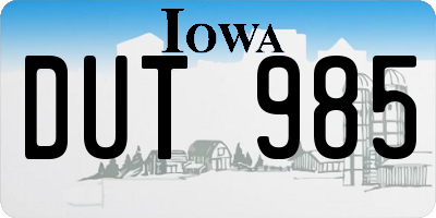 IA license plate DUT985
