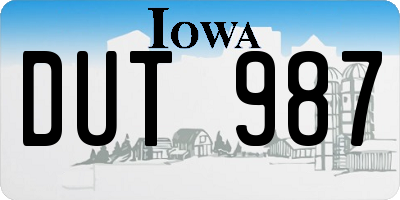 IA license plate DUT987