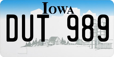 IA license plate DUT989