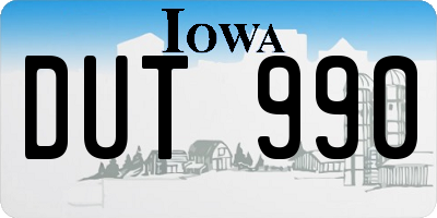 IA license plate DUT990