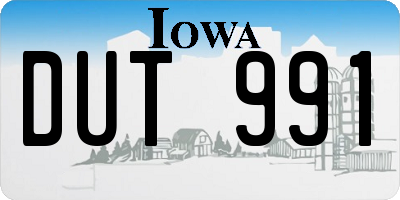 IA license plate DUT991