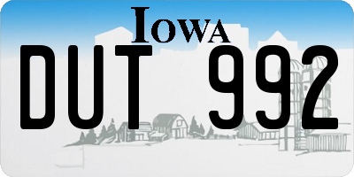 IA license plate DUT992