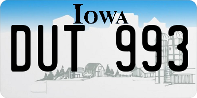IA license plate DUT993