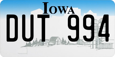 IA license plate DUT994