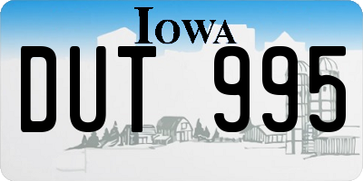 IA license plate DUT995