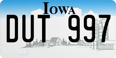 IA license plate DUT997