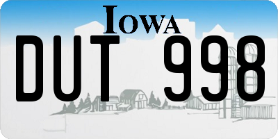 IA license plate DUT998