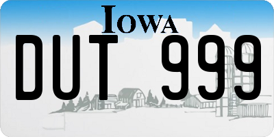 IA license plate DUT999